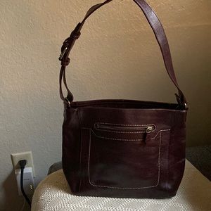 Etienne Aigner burgundy bucket handbag